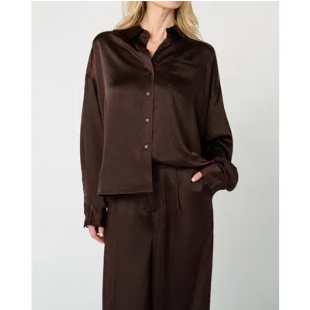 WeWoreWhat Cropped Oversized Button Front Shirt